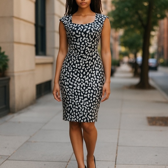 Shelby & Palmer Black and White Midi Dress - Picture 1 of 4